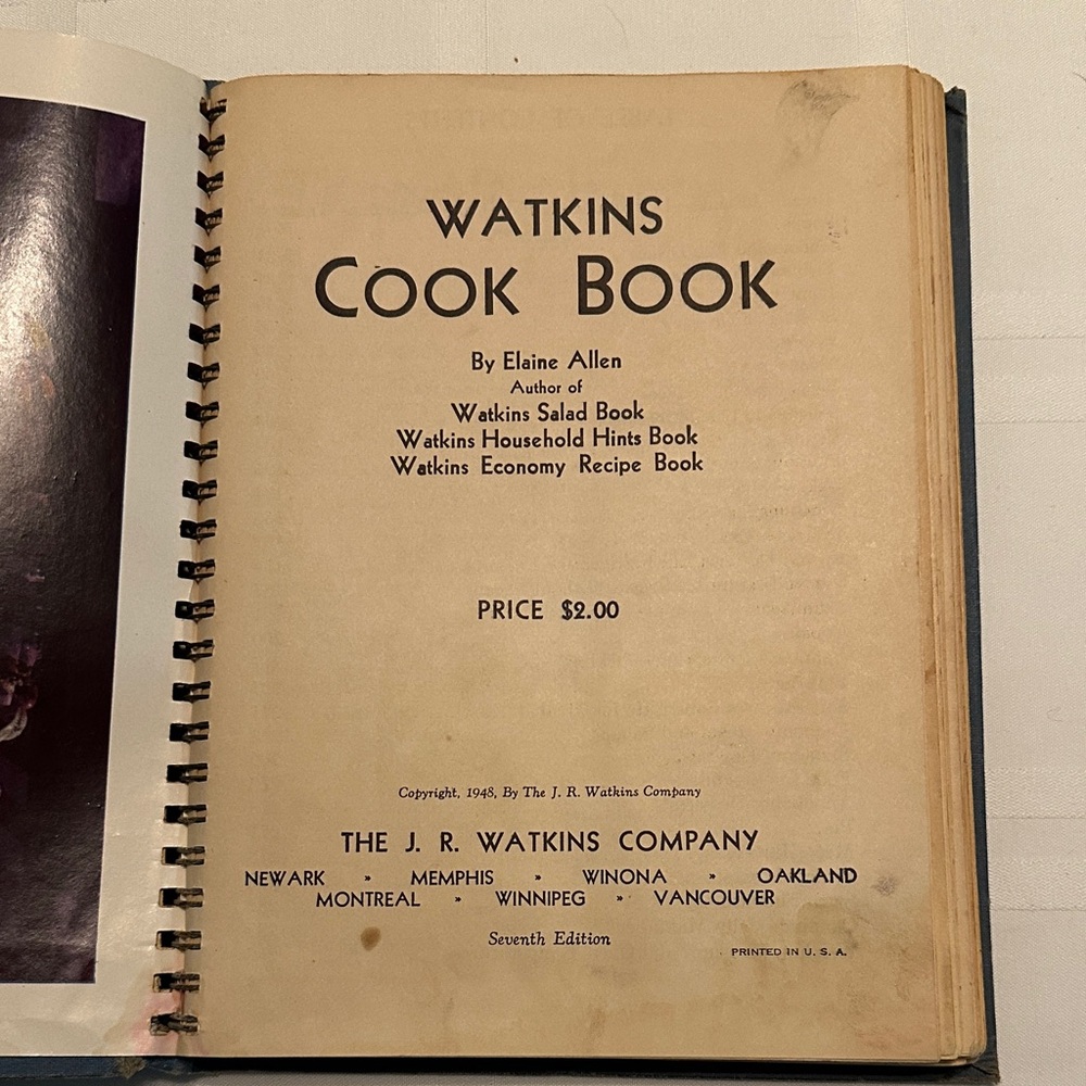 Vintage J. R. Watkins Blue Cook Book